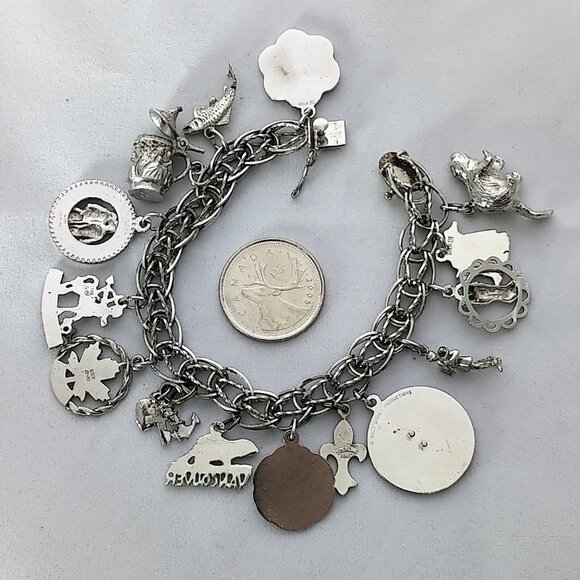 Sterling Silver .925 Vintage 1970s Charm Bracelet LOADED - Picture 5 of 5